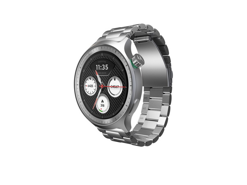 Motorola moto watch - Matte Silver + PANTONE Herbal Garden band