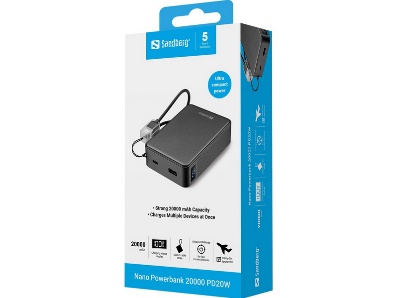 Sandberg Nano Powerbank 20000 PD20W - 20000 mAh