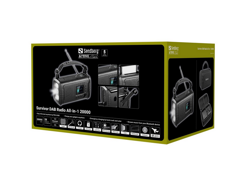 Sandberg Survivor DAB+ Radio All-in-1 20000 - DAB+/FM