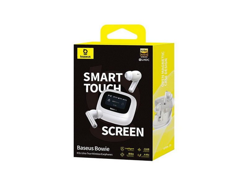 Baseus Bowie M2s Ultra TWS Wireless In-Ear Headphones with Interactive Screen - White
