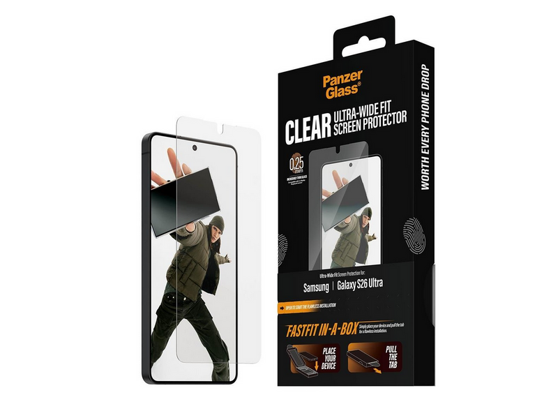 PanzerGlass Screen Protector Samsung Galaxy S26 Ultra | Ultra-Wide Fit w. FASTFIT IN-A-BOX