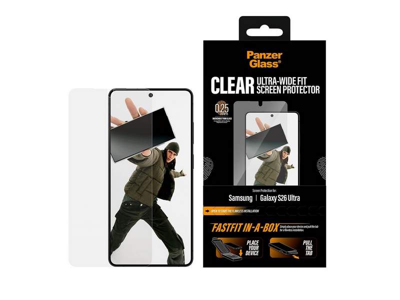 PanzerGlass Screen Protector Samsung Galaxy S26 Ultra | Ultra-Wide Fit w. FASTFIT IN-A-BOX