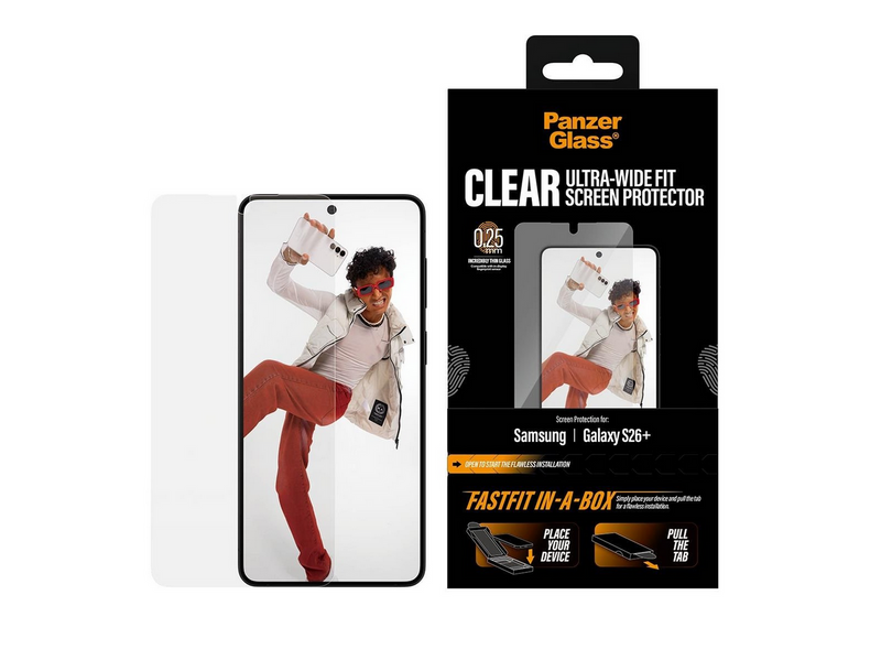 PanzerGlass Screen Protector Samsung Galaxy S26+ | Ultra-Wide Fit w. FASTFIT IN-A-BOX