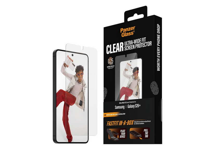 PanzerGlass Screen Protector Samsung Galaxy S26+ | Ultra-Wide Fit w. FASTFIT IN-A-BOX