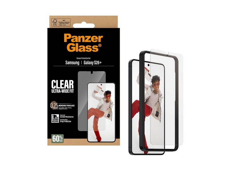 PanzerGlass Screen Protector Samsung Galaxy S26+ | Ultra-Wide Fit w. EasyAligner