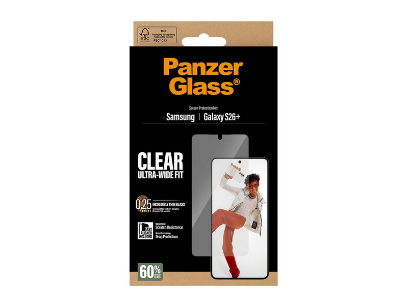 PanzerGlass Screen Protector Samsung Galaxy S26+ | Ultra-Wide Fit w. EasyAligner