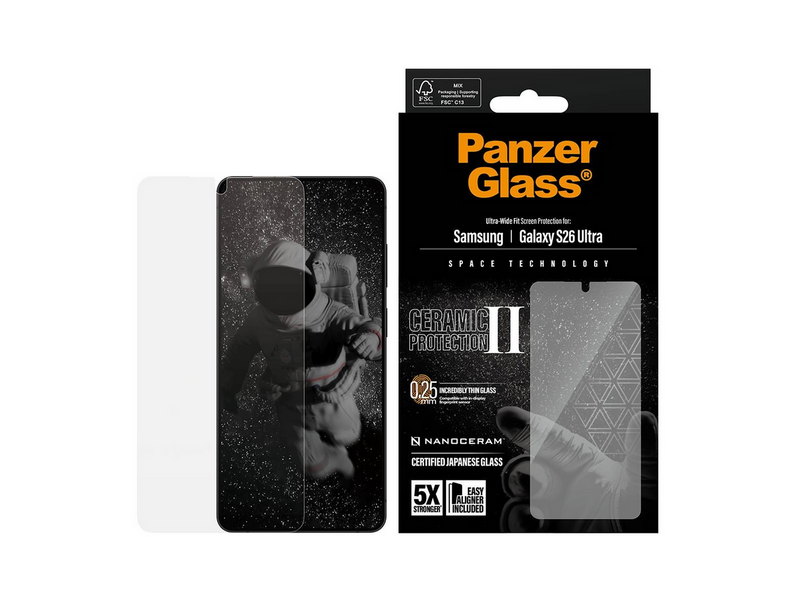 PanzerGlass Ceramic Screen Protector Samsung Galaxy S26 Ultra | Ultra-Wide Fit w. EasyAligner