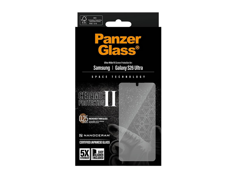 PanzerGlass Ceramic Screen Protector Samsung Galaxy S26 Ultra | Ultra-Wide Fit w. EasyAligner