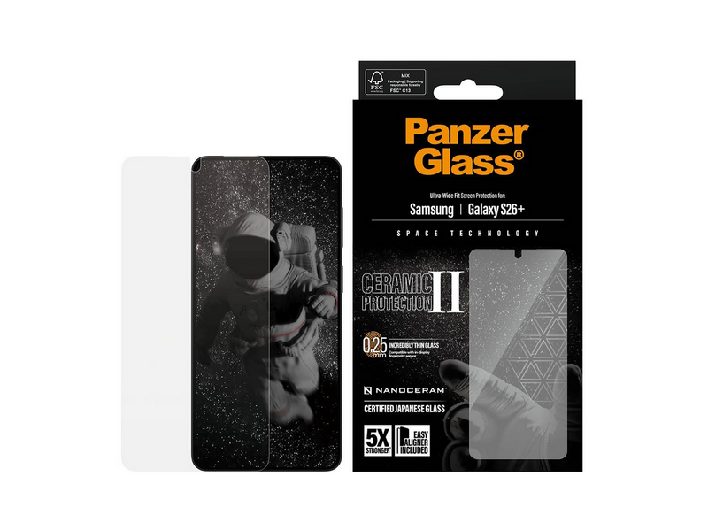 PanzerGlass Ceramic Screen Protector Samsung Galaxy S26+ | Ultra-Wide Fit w. EasyAligner