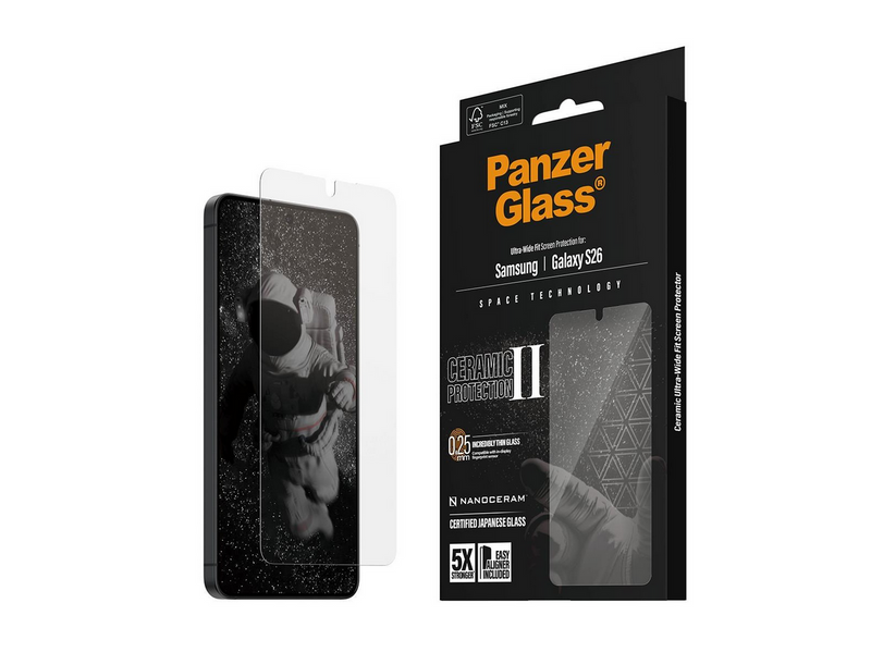 PanzerGlass Ceramic Screen Protector Samsung Galaxy S26 | Ultra-Wide Fit w. EasyAligner