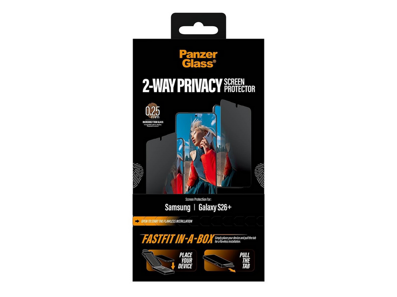 PanzerGlass 2-Way Privacy Screen Protector Samsung Galaxy S26+ | Ultra-Wide Fit w. FASTFIT IN-A-BOX
