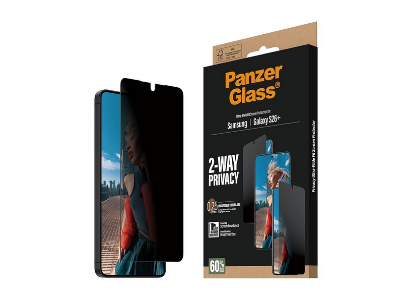 PanzerGlass 2-Way Privacy Screen Protector Samsung Galaxy S26+ | Ultra-Wide Fit w. EasyAligner