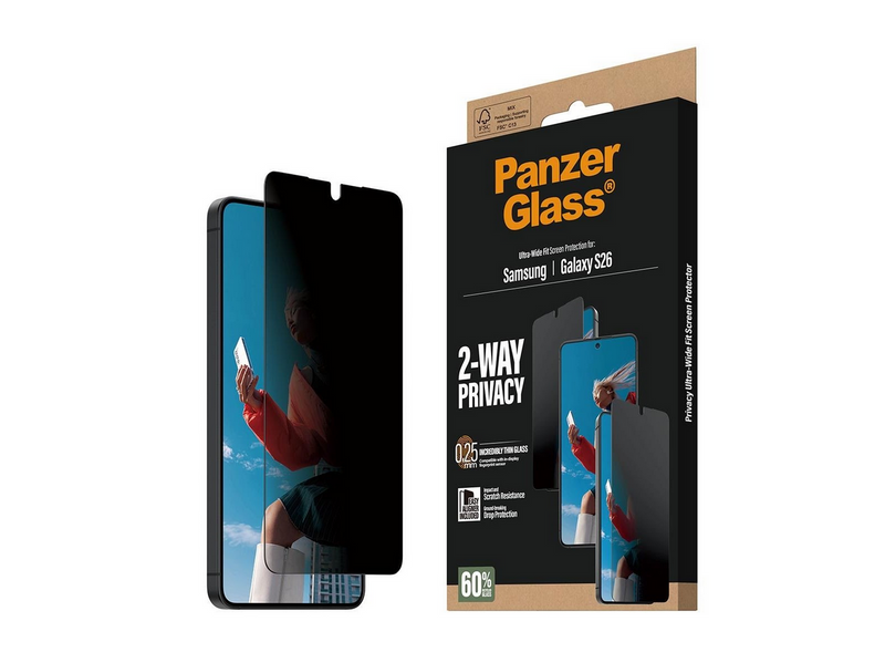 PanzerGlass 2-Way Privacy Screen Protector Samsung Galaxy S26 | Ultra-Wide Fit w. EasyAligner