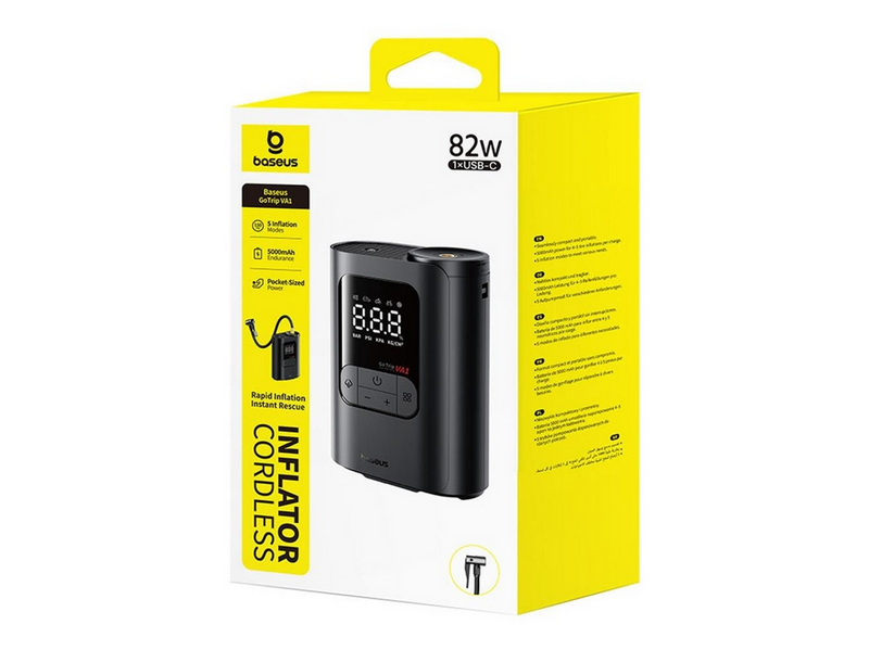 Baseus GoTrip VA1 Super Mini Wireless Air Compressor with 3 Tips - Black