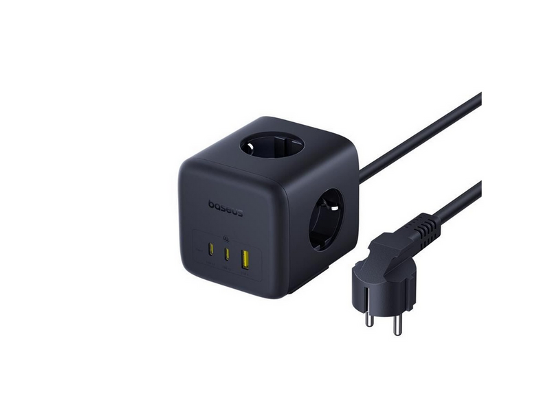 Baseus EnerFill FA11 67W Power Strip USB-A + USB-C Cube + 3 x EU Socket 1.5m - Black