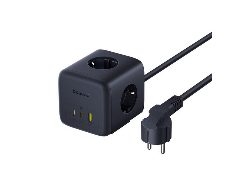 Baseus EnerFill FA11 67W Power Strip USB-A + USB-C Cube + 3 x EU Socket 1.5m - Black