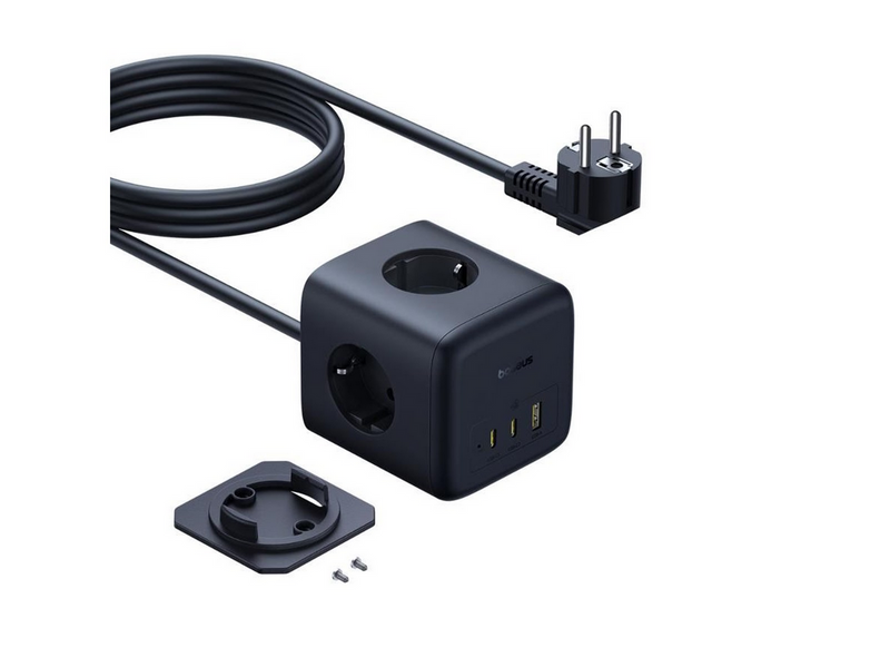 Baseus EnerFill FA11 67W Power Strip USB-A + USB-C Cube + 3 x EU Socket 1.5m - Black