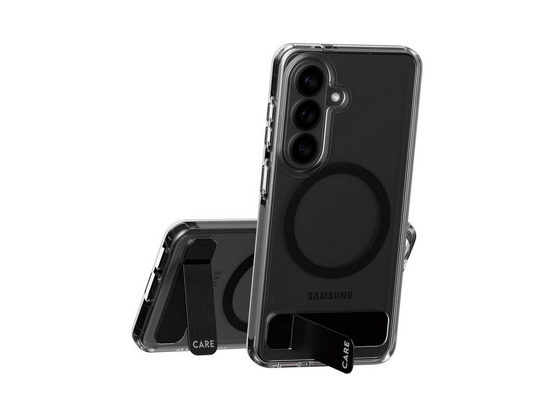 CARE by PanzerGlass Urban Explorer Case Transparent w. Black Kickstand & Qi Samsung Galaxy S26