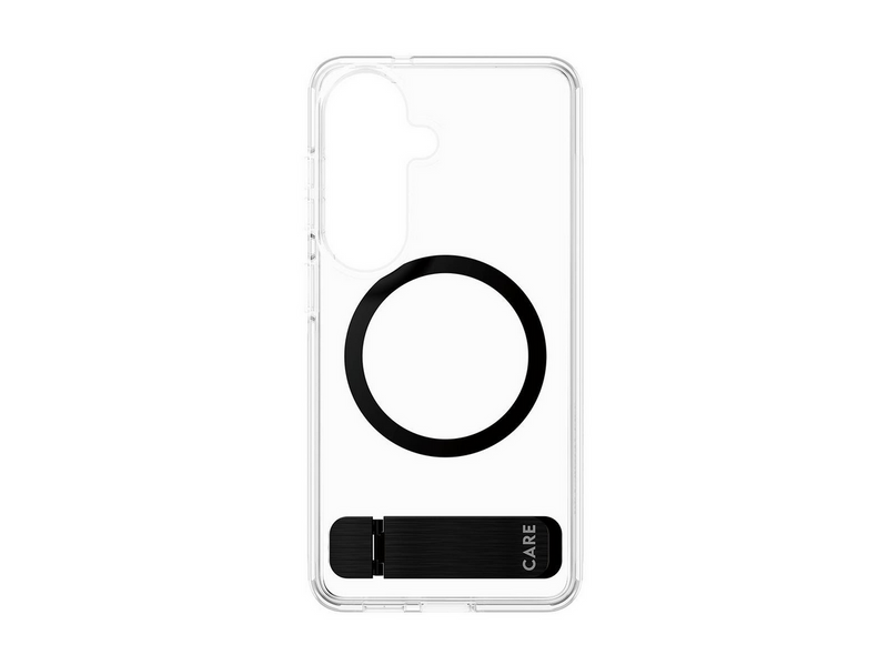 CARE by PanzerGlass Urban Explorer Case Transparent w. Black Kickstand & Qi Samsung Galaxy S26