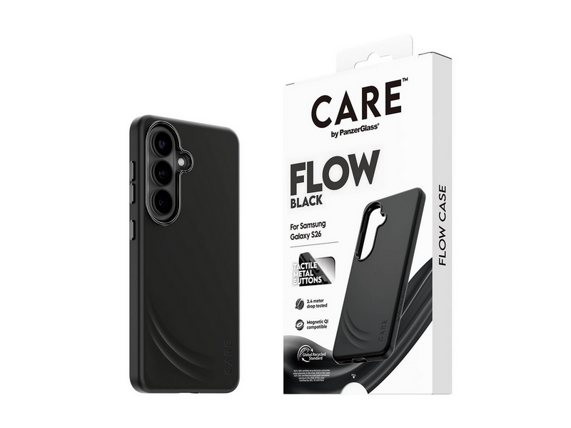 CARE by PanzerGlass Flow Case Black w. Qi Samsung Galaxy S26