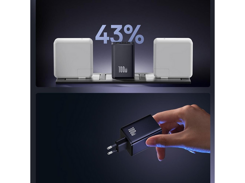Baseus EnerFill FE11 100W Wall Charger 2 x USB-C + USB-A - Black