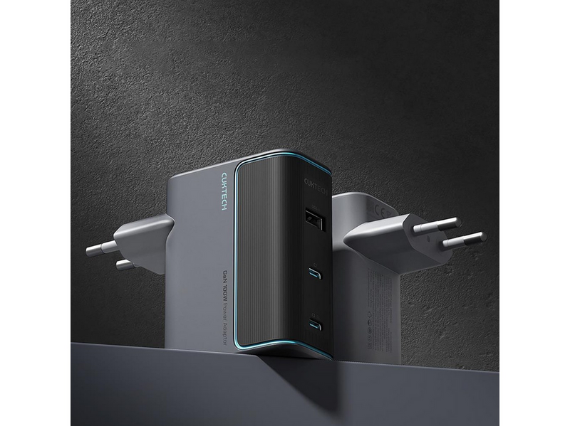CUKTECH CUKAD1003EUG GaN 100W Wall Charger 2 x USB-C 1 x USB-A with USB-C Cable - Grey