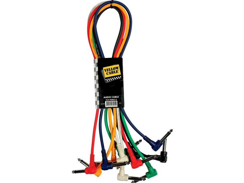 Yellow Cable P060C-6 - 6 x 1/4" Abgewinkelte Klinke/Abgewinkelte Klinke Patchkabel 60cm.