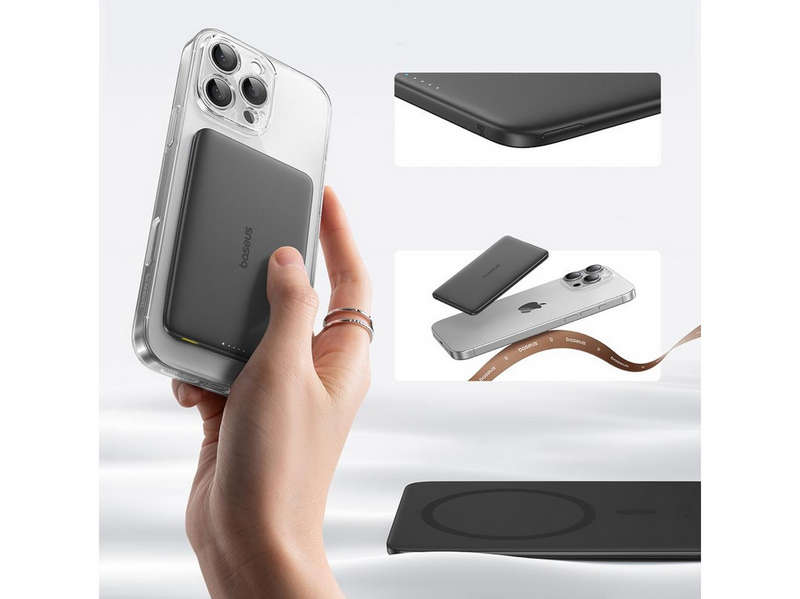 Baseus PicoGo AM41 Ultra-Slim 20 W MagSafe Compatible Power Bank with Simple USB-C 60 W 30 cm Cable - 5000 mAh