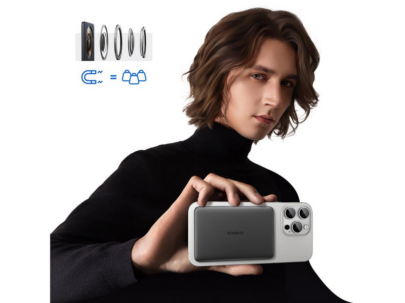 Baseus PicoGo AM41 Ultra-Slim 20 W MagSafe Compatible Power Bank with Simple USB-C 60 W 30 cm Cable - 5000 mAh
