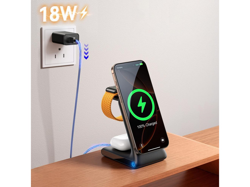 Joyroom JR-W15 Wireless Charger 3 in 1 Charging Station with MagSafe - Black