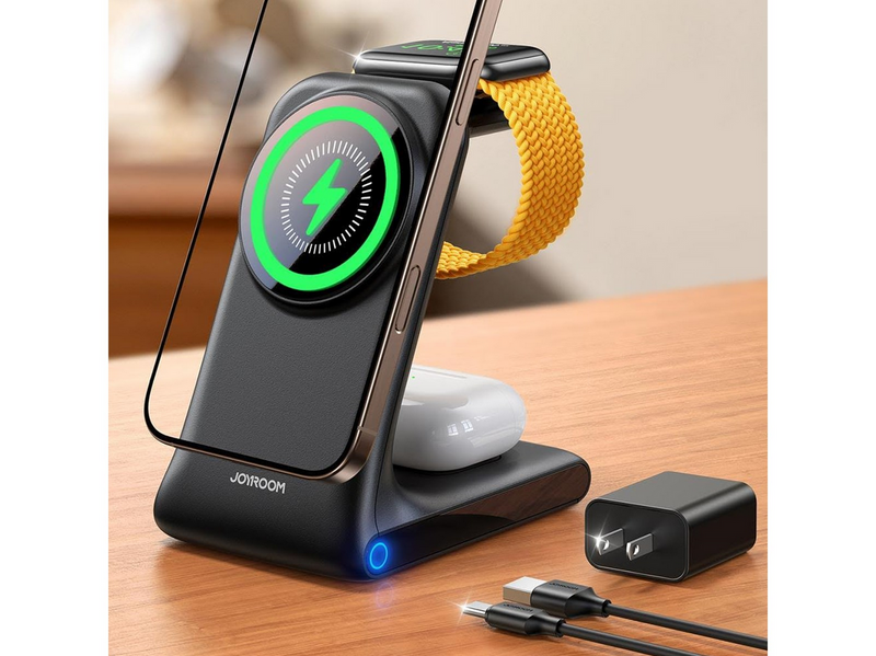 Joyroom JR-W15 Wireless Charger 3 in 1 Charging Station with MagSafe - Black