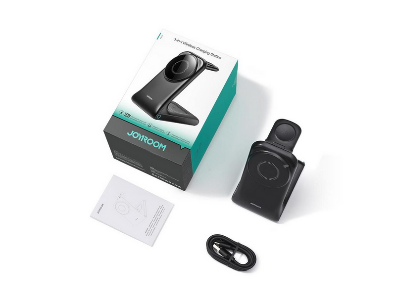 Joyroom JR-W15 Wireless Charger 3 in 1 Charging Station with MagSafe - Black