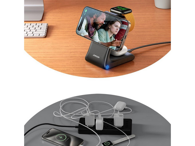 Joyroom JR-W15 Wireless Charger 3 in 1 Charging Station with MagSafe - Black