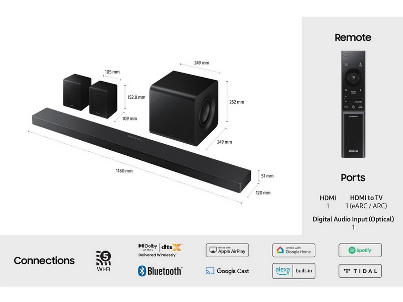 Samsung HW-QS750F - sound bar system - wireless