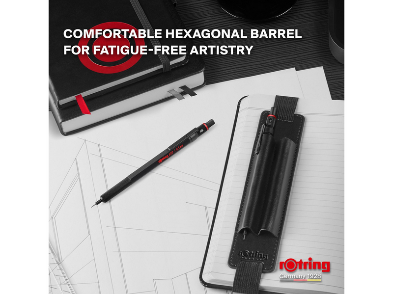 Rotring 600 Mechanical Pencil 0.5 mm Pen Pouch & Premium Notebook Gift Set
