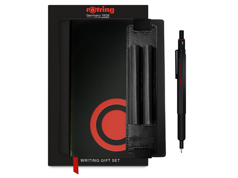 Rotring 600 Mechanical Pencil 0.5 mm Pen Pouch & Premium Notebook Gift Set