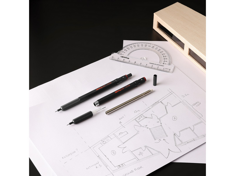 Rotring 600 Mechanical Pencil 0.5 mm Pen Pouch & Premium Notebook Gift Set