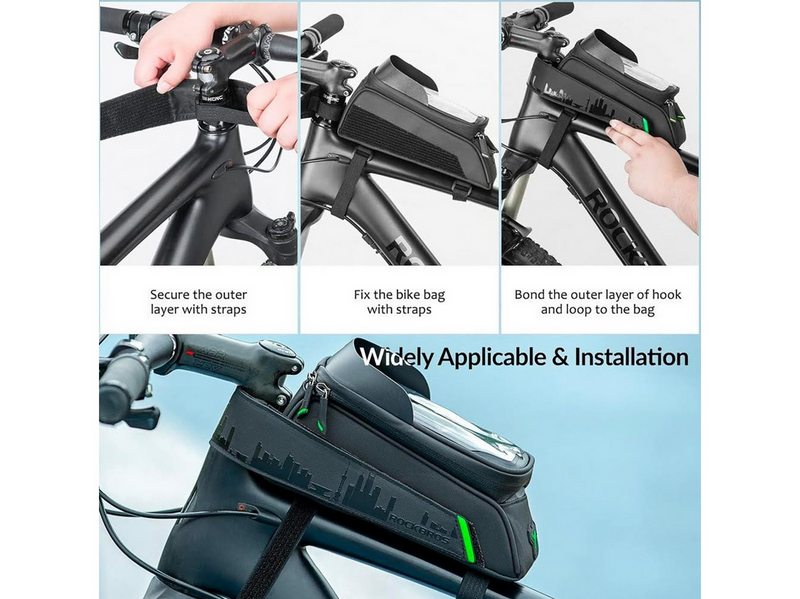 Rockbros 029-1BK bicycle bag for frame with phone cover - black