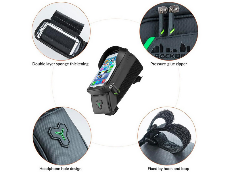 Rockbros 029-1BK bicycle bag for frame with phone cover - black