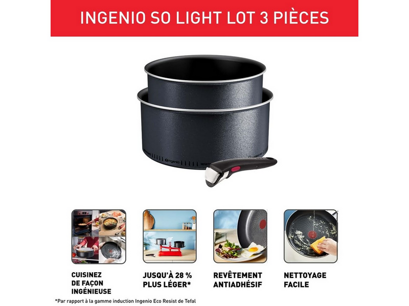Tefal Ingenio So Light 3 pcs set Saucepans 18/20cm