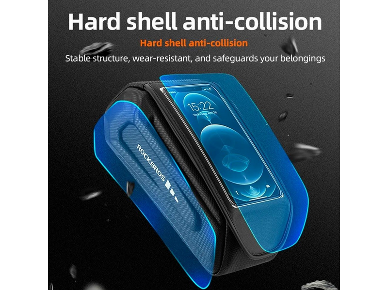 Rockbros 30120064001 waterproof frame bicycle bag with phone cover - black