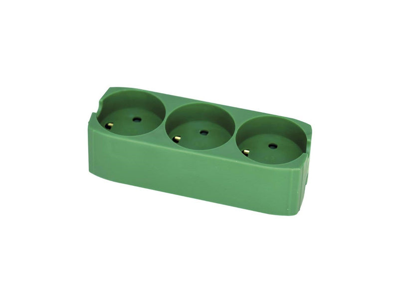 Gripo Socket with 3 outlets and earth, Green