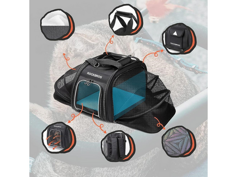 Rockbros 30140028001 transport bicycle bag for cats and dogs - black