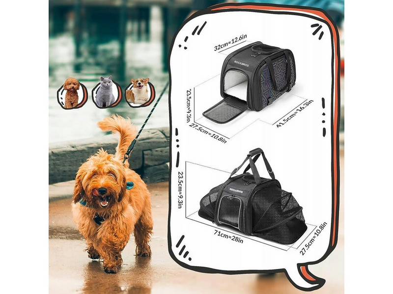 Rockbros 30140028001 transport bicycle bag for cats and dogs - black