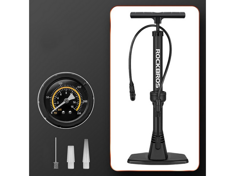 Rockbros 42510001001 floor bicycle pump - black