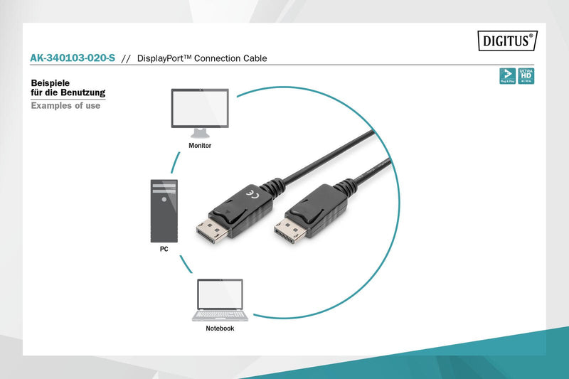 DIGITUS DisplayPort-Anschlusskabel 2m
