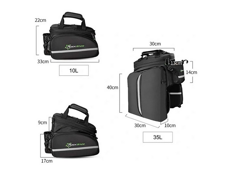 Rockbros A6-03BK bicycle bag for trunk 35 l with fold-out pockets - black