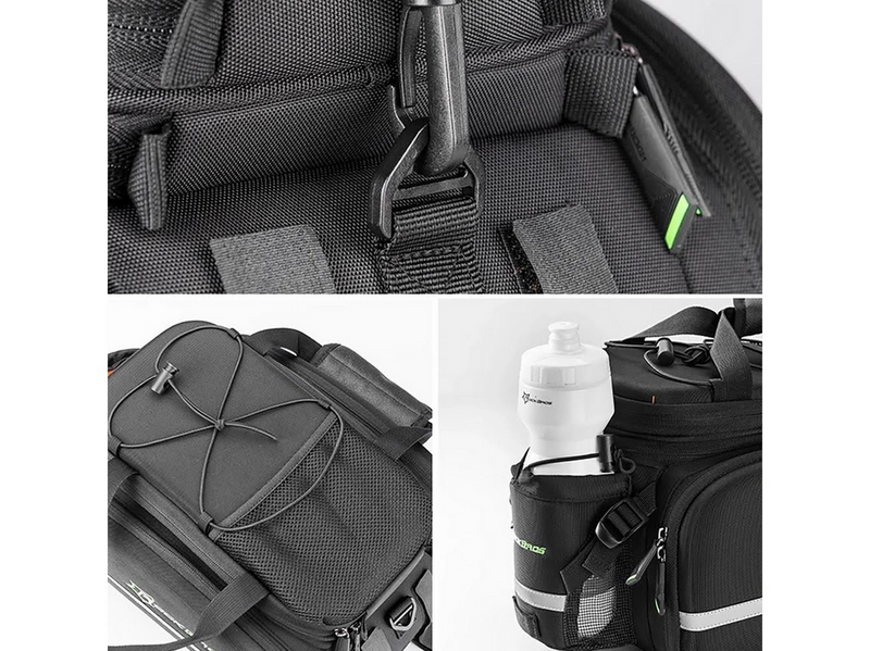 Rockbros A6-03BK bicycle bag for trunk 35 l with fold-out pockets - black