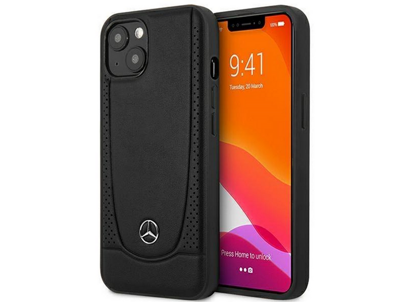 Mercedes Leather Urban Case for iPhone 15 Plus - Black