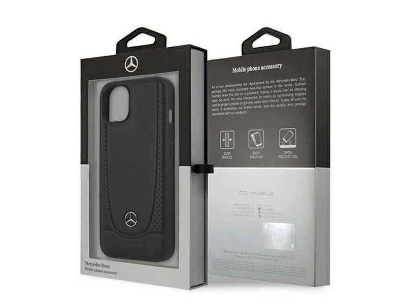 Mercedes Leather Urban Case for iPhone 15 Plus - Black